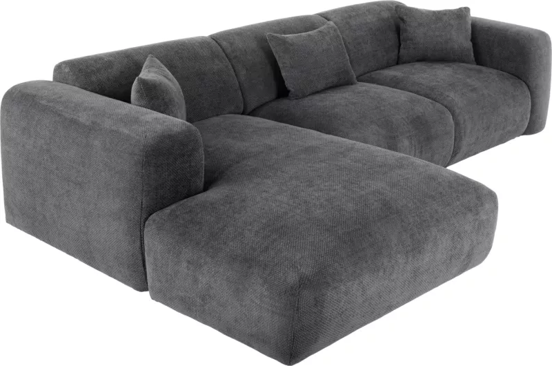 Divan qoshe, BRICKEN FH3275.04L, pëlhurë antracit, 110-282x98-160x72H cm