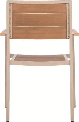 Karrige alumini SAGA FH5127.04, ngjyrë shampanjë, me ulëse dhe mbështetëse polywood, 55x52x86H cm