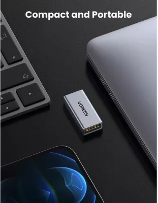 Adapter USB-A në USB-A UGREEN 20119, USB 3.0 5Gbps, female-female, 2A, gri, 1 copë (polybag)