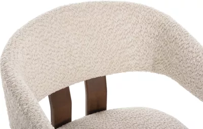 Karrige për ngrënie ZARRA FH9970.03, dru gome, ngjyrë arre, pëlhurë boucle ecru, 55,5x59x81,5H cm, set prej 2 copash