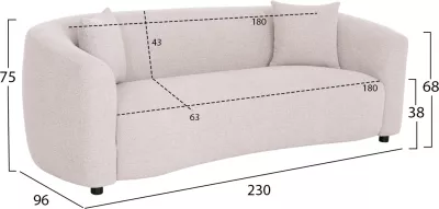 Divan treshe NORD, material bezhë e çelët, FH3321.02, 230x96x75cm