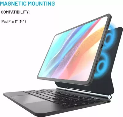 Mbështjellës me tastierë FIXED Typee për Apple iPad Pro 11\" M4 (2024), Bluetooth, me trackpad, USB-C, i zi