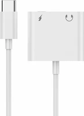 Adapter USB Gembird A-CM-3.5FP-01 USB-C në Jack 3.5mm + USB-C, i bardhë