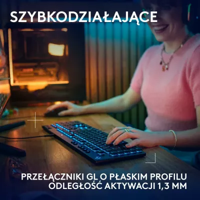Tastierë gaming mekanike Logitech G915 X GL Tactile, full-size 100%, USB e lidhun, RGB, US INTL, e zezë