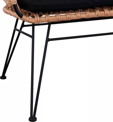 Bancë metalike Allegra FH5692 me thurje, ngjyrë zezë-bezhë, 124x57x77 cm