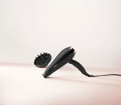 Tharëse flokësh, BaByliss D570DE, 2200W, turmalinë-keramikë, teknologji jonike, me difuzer dhe grykë koncentratore, e zezë