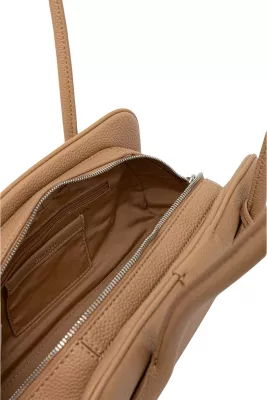 Çantë supi për femra Calvin Klein Emblem Trio Pebble LV04F3743G, bezhë e çelët