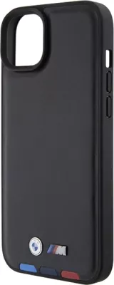 Mbështjellës BMW BMHCP15M22PTDK për iPhone 15 Plus 6.7", Leather Stamp Tricolor, zi