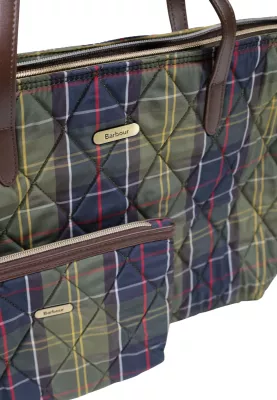 Çantë shopper për femra Barbour Wetherham Quilted Tartan 262MLBA0344, e gjelbër