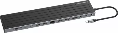 Dock Conceptronic 14-1 USB-C, 2xHDMI, DP, 2xUSB-C, 18cm, zi