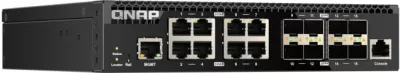 Switch QNAP QSW-M3216R-8S8T, 16-port 10GbE (8x SFP+ + 8x RJ45), web-managed, rackmount half-width, i zi