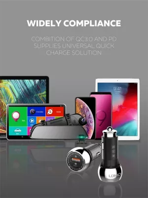 Karikues veture LDNIO C1 36W 2 porta (USB-A + USB-C) PD/QC3.0, zi/argjendtë
