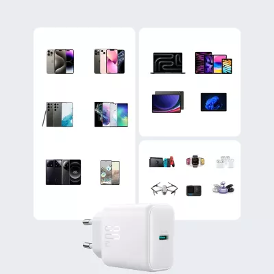 Karikues rrjeti USB-C PD 30W QC SFC, Joyroom JR-TCF24, 1 port, PPS, prizë EU, kabllo USB-C 1m, i bardhë, set