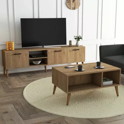 Set mobiljesh për dhomë dite, ngjyrë lisi, Hanah Home, Set 1587-2076