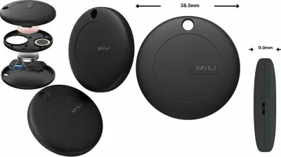 Gjurmues Bluetooth MiLi MiTag APL për iOS, BLE 5.2, IPX67, me këllëf, 3 copë, i zi
