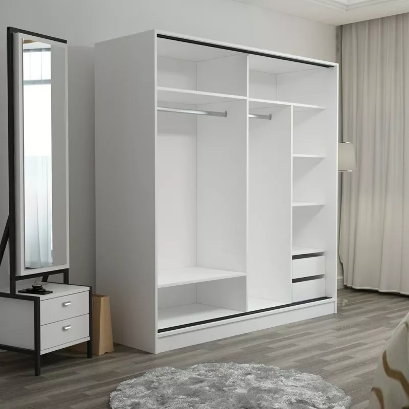 Dollap Hanah Home, Kale - 7149, i bardhë, me rafte, 220x210x52cm