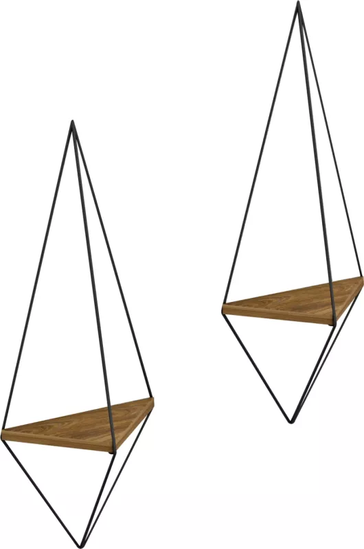 Raft muri 2 copë set CANNARD FH8925.11 melaminë në ngjyrë natyrale-metali të zi 23x15x60H cm