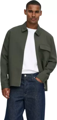 Jakne për meshkuj Only & Sons Onswill Reg 0292 Zip Overshirt Frml Noos 22038673, jeshile ulliri