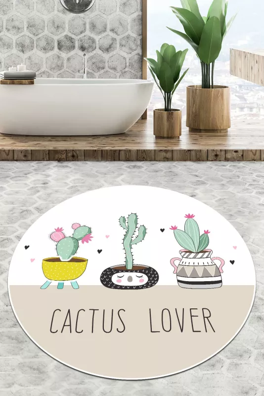 Tapet banje Mijölnir, dizajn Cactus Lover, ngjyra rozë, 80 cm