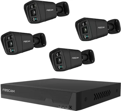 Set kamerash sigurie Foscam FN9108E-B4-2T me recorder, 4 kamera, e zezë