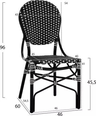 Karrige alumini pamje bambuje me thurje bardhë e zi FH5792.02 46x60x96 cm