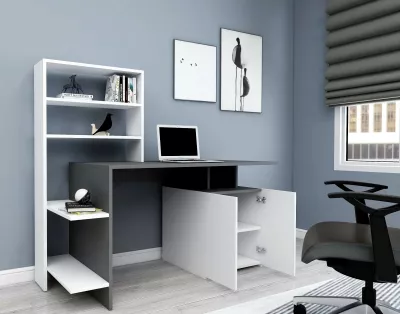 Tavolinë studimi Hanah Home, Melis, e bardhë-antracit