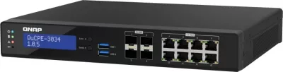 NAS sistem QNAP QuCPE-3034-C3758R-16G, Intel Atom, 16GB RAM, 8x2.5GbE, 4x10GbE, e zezë