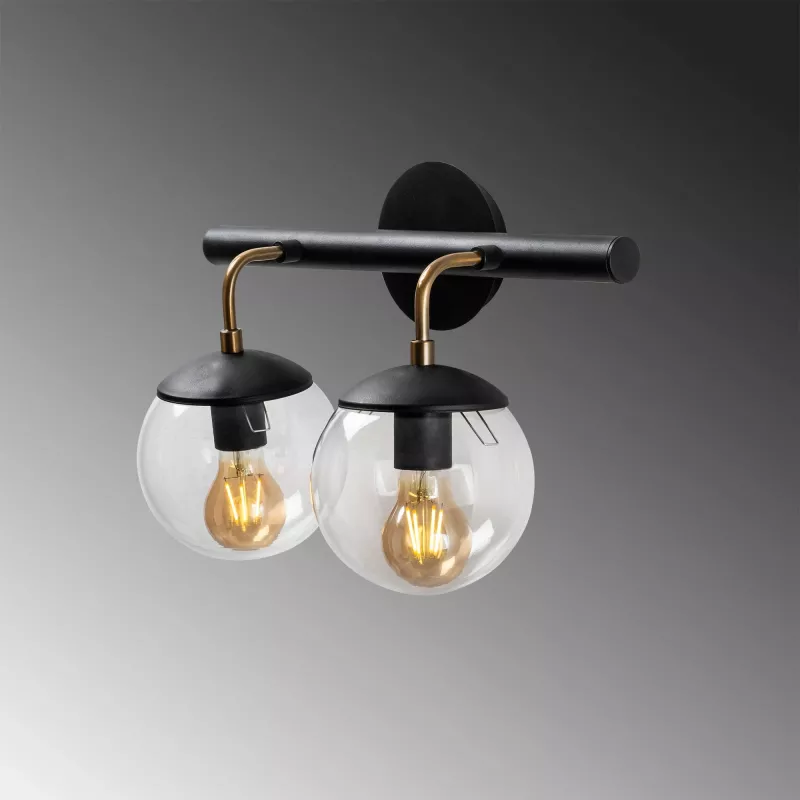 Llambë muri Opviq Gondol - 3012, metal i zi, kapak qelqi, 41x20cm, 28cm lartësi