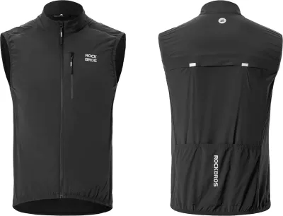 Jelek termik për çiklizëm Rockbros MJ012, kundër erës, me mesh breathable, palosshëm, XXXL, i zi