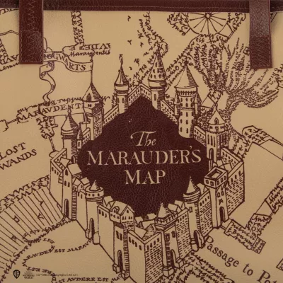 Çantë shopping Cinereplicas Marauder's Map 30×35×20 cm PVC, bezhë/kafe, me çantë të vogël