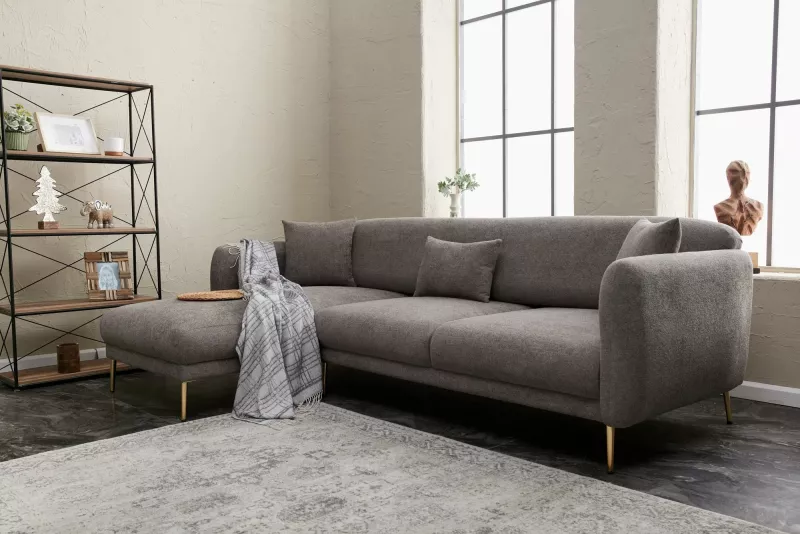 Kënd-sofë krevati Atelier del Sofa, Simena, kënd majtas, ngjyrë gri-ari