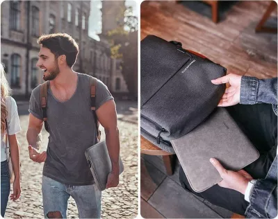 Çantë laptopi Ugreen 60985 13" me dorezë dhe rrip supi, gri
