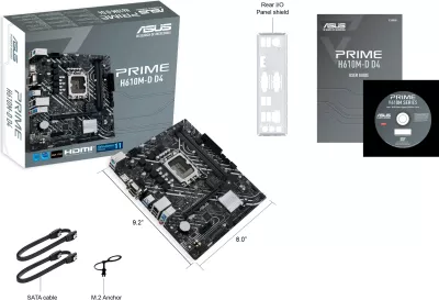 Pllakë amë ASUS PRIME H610M-D D4, LGA 1700, DDR4, micro ATX, e zezë