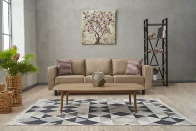 Divan treshe Atelier del Sofa, kadife, ngjyrë krem