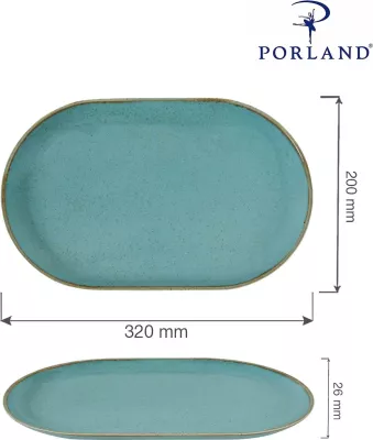 Pjatë servirjeje ovale Porland Seasons Laguna 320x200 mm, porcelan, blu qielli, set 6 copë