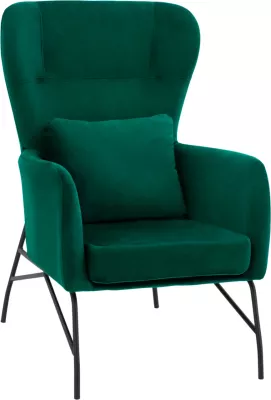 Bergere kadife ngjyrë selvi me këmbë metalike të zeza FH8721.03 67x80x102 cm