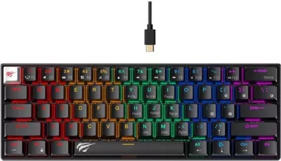 Tastierë mekanike HAVIT Gamenote HV-KB903L, 61 tasta, USB, ndriçim RGB, layout EN, e zezë