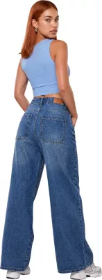 Crop top për femra I am BASIC 1947, blu e çelët [Madhësia: S]