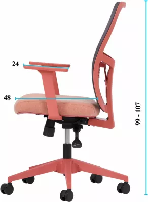Karrige zyre Skye Decor, mbështetje mesit, 108 cm, ngjyrë salmon