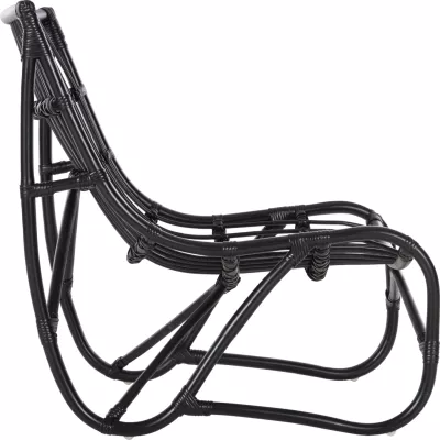 Karrige e jashtme GRINN, shkopinj Rattan, ngjyrë e zezë, 56.5x73.5x79.5H cm