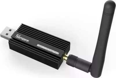 Marrës USB Zigbee, SONOFF ZBDongle-E, Zigbee 3.0, +20 dBm, antenë e jashtme SMA, i zi