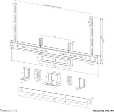 Mbajtës kamerash Newstar AV2-500WH, universal, për ekrane 43-110", VESA, ngjyrë e bardhë