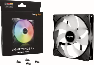 Ventilator kasë PC be quiet! Light Wings LX BL126 140mm PWM ARGB, zi/bardhë, 1 copë