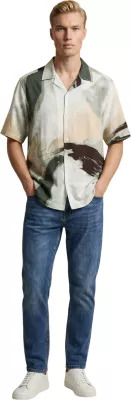 Këmishë me mëngë të shkurta për meshkuj Only & Sons Onsharvi Rlx Resort SS 041 AOP 22037291, e gjelbër [Madhësia: XS]
