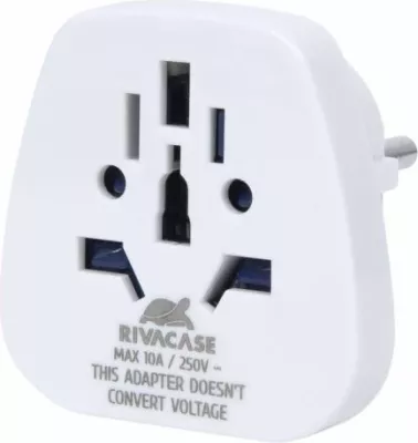 Adapter udhëtimi RIVACASE PS4100, World to EU, 2500 W, i bardhë