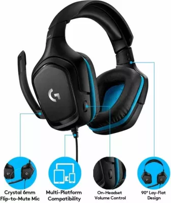 Kufje gaming Logitech G432 USB 7.1 me mikrofon, lëkurë artificiale, blu
