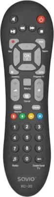 Telekomandë SAVIO RC-20 për TV/DTV, me butona, e zezë