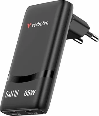 Karikues muri Verbatim Fold n Go 32354, GaN 65W, 2x USB-C PD 3.0/PPS, i zi