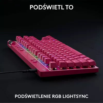 Tastierë gaming Logitech G PRO X TKL Rapid 920-013253, TKL 80%, switcha magnetikë analog, RGB, USB-C me kabllo, US INTL, pink