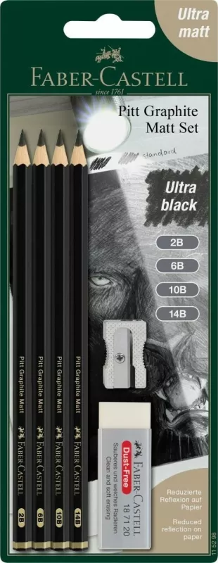 Set lapsa grafiti Faber-Castell Pitt Graphite Matt, 4 copë, ultra black